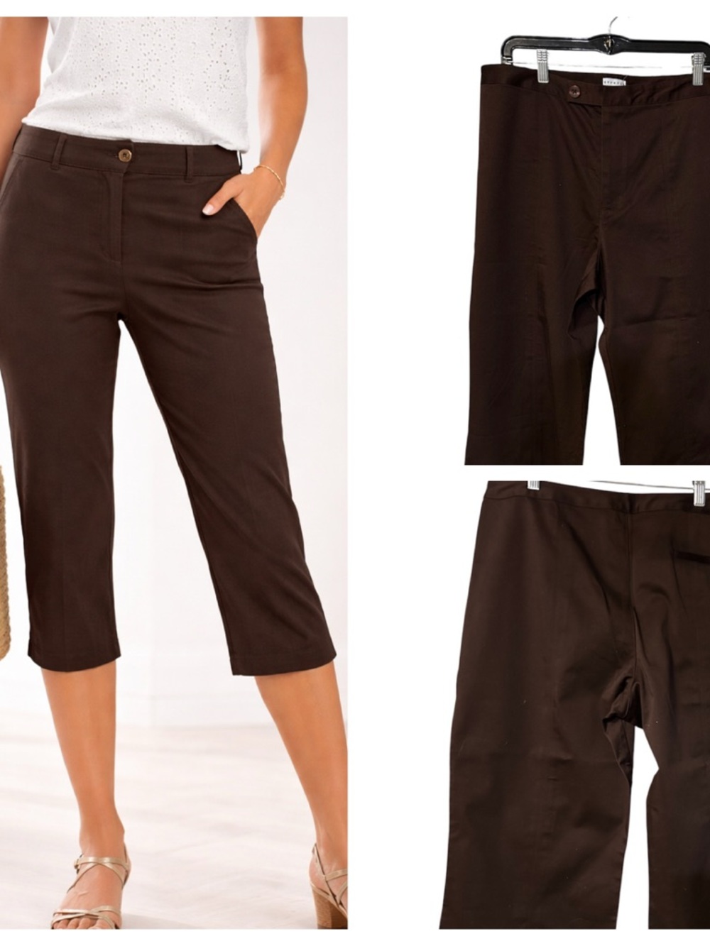 Carolina Blues Capri Kick Flare  Brown Pants – Size 16